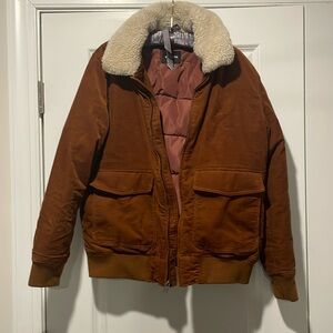 Brown Express Corduroy Coat with Sherpa